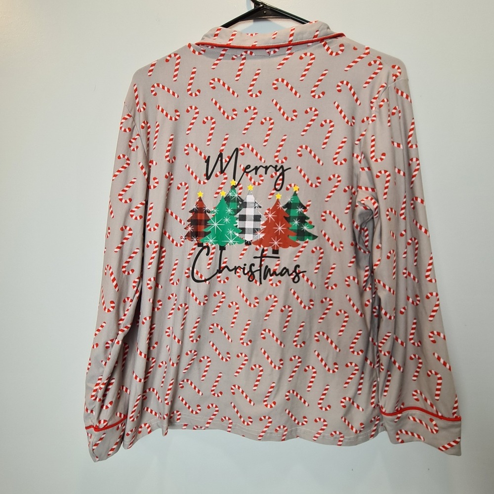 Not A Morning Person Candy Cane Pajama Size S Merry Christmas Tree Gray Soft Bow - Picture 5 of 14
